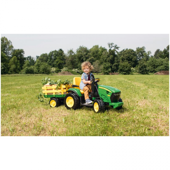 Peg Perego John Deere Ground Force 12V Tractor with Trailer IGOR0047